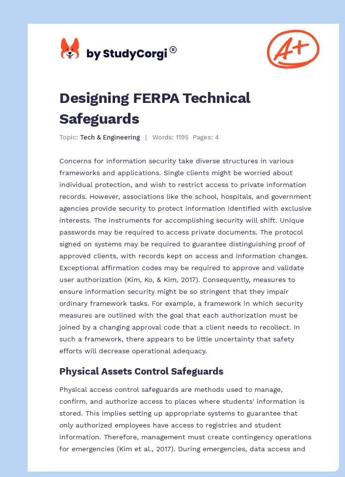 Designing FERPA Technical Safeguards. Page 1