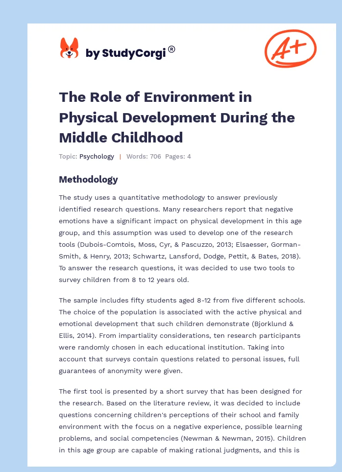 The Role of Environment in Physical Development During the Middle Childhood. Page 1
