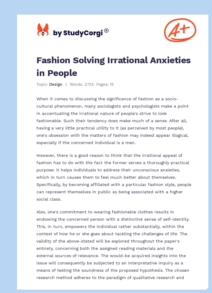 Fashion Solving Irrational Anxieties in People. Page 1