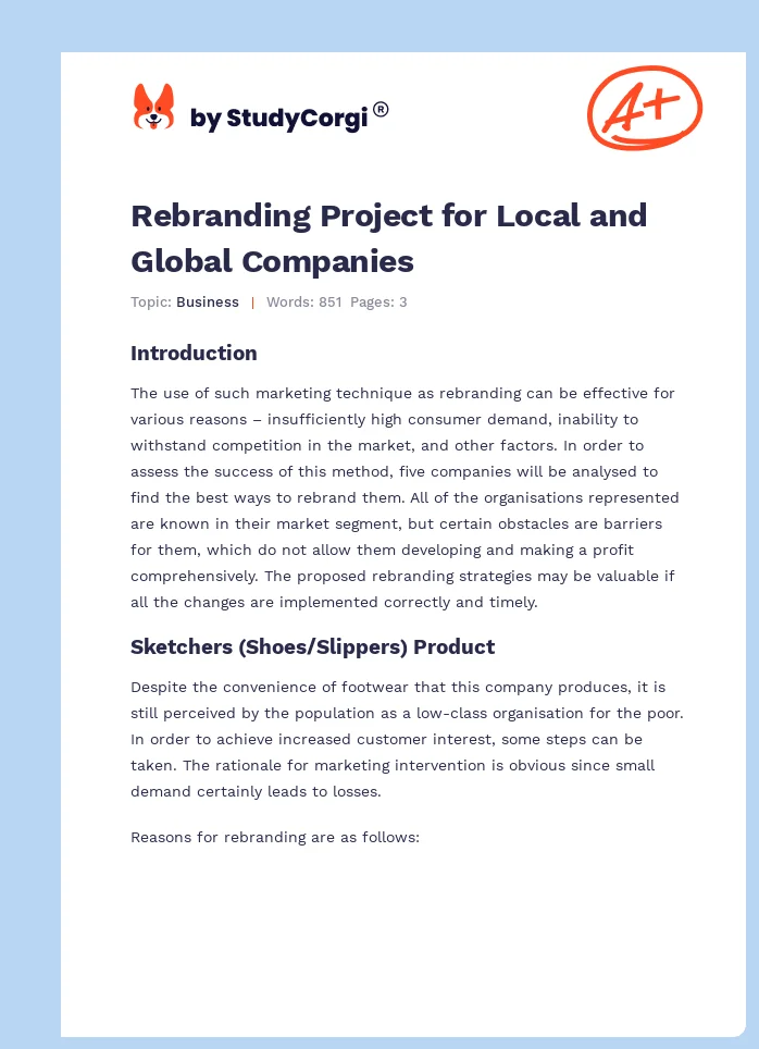 Rebranding Project for Local and Global Companies. Page 1