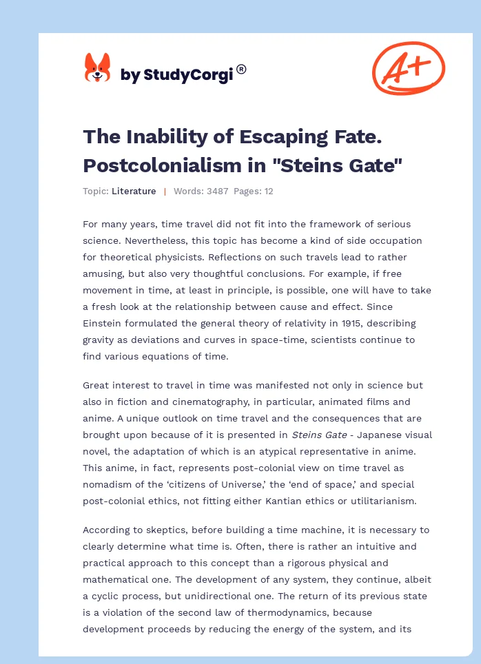The Inability of Escaping Fate. Postcolonialism in "Steins Gate". Page 1