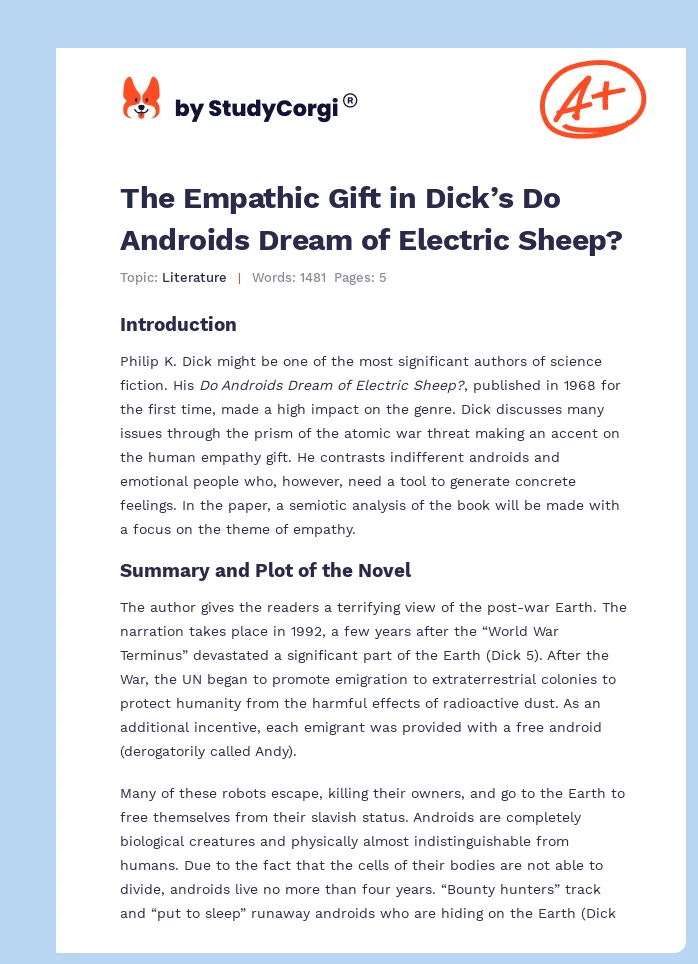 The Empathic Gift in Dick’s Do Androids Dream of Electric Sheep?. Page 1