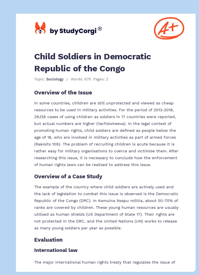 Child Soldiers in Democratic Republic of the Congo. Page 1
