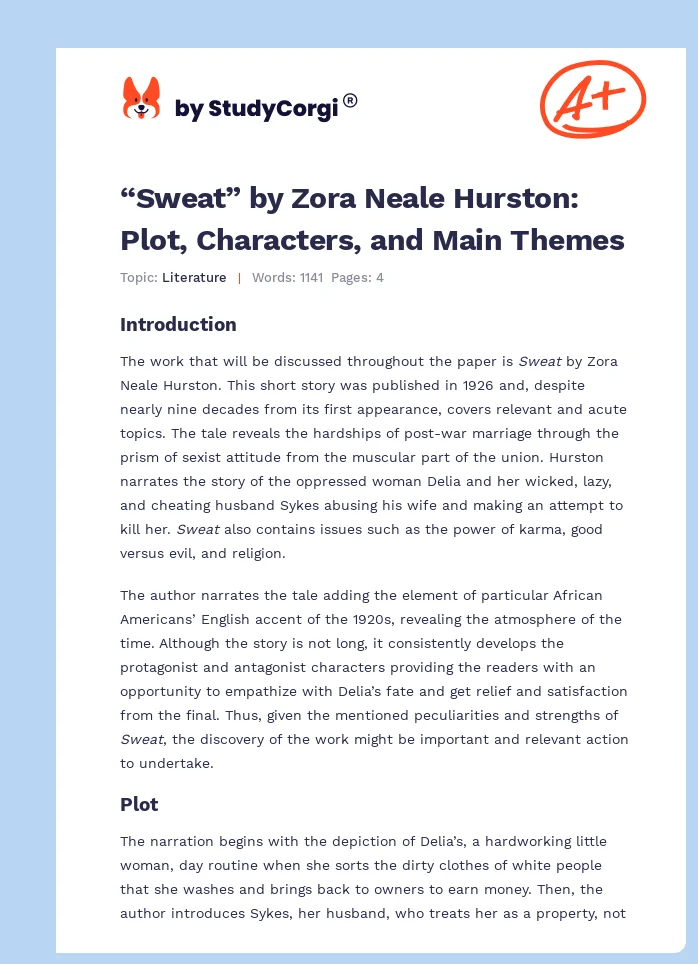 “Sweat” by Zora Neale Hurston: Plot, Characters, and Main Themes. Page 1