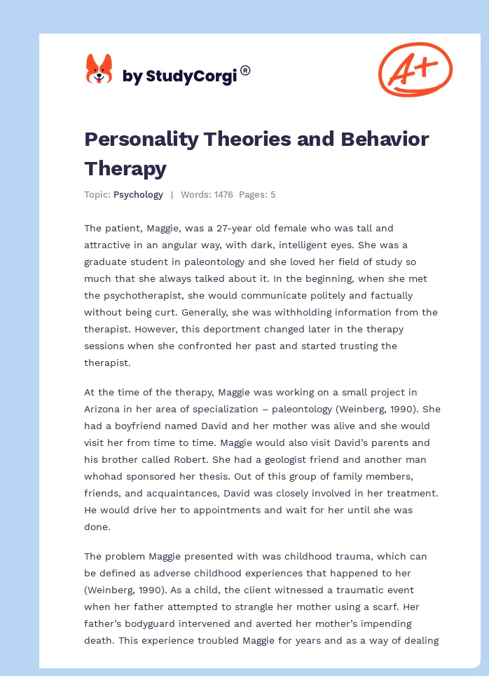 Personality Theories and Behavior Therapy. Page 1
