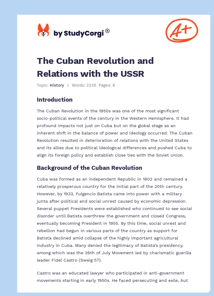 The Cuban Revolution and Relations with the USSR. Page 1