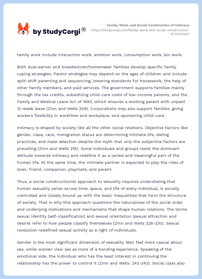 Family, Work, and Social Construction of Intimacy. Page 2