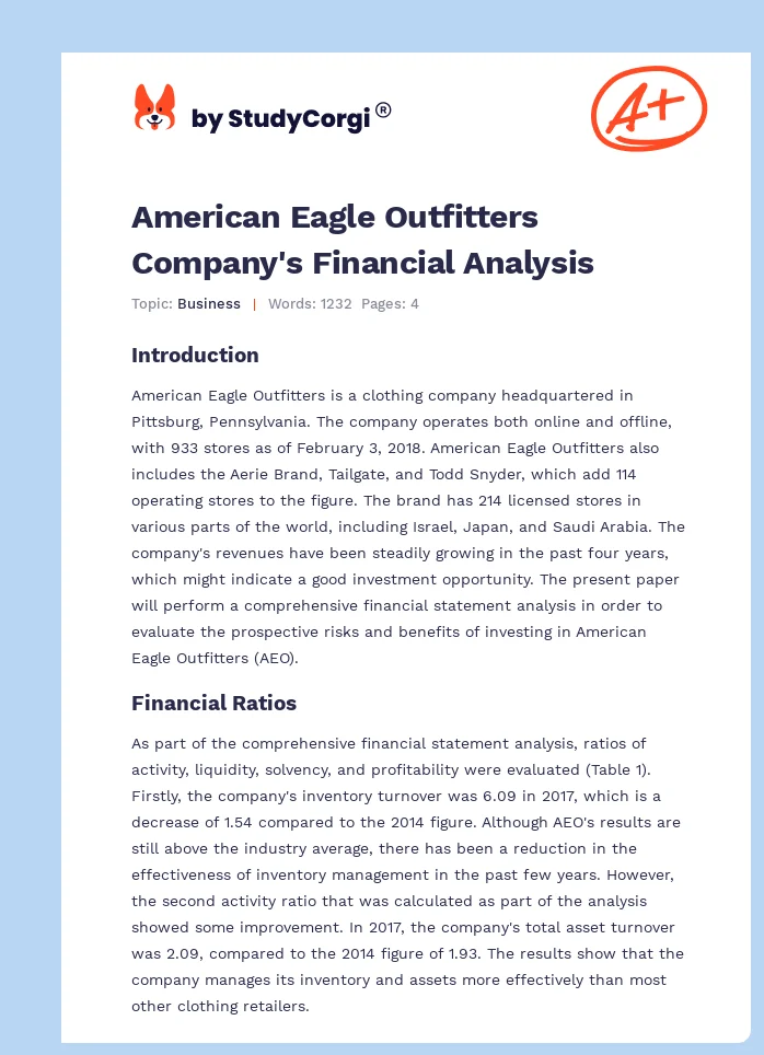 American Eagle Outfitters Company's Financial Analysis. Page 1