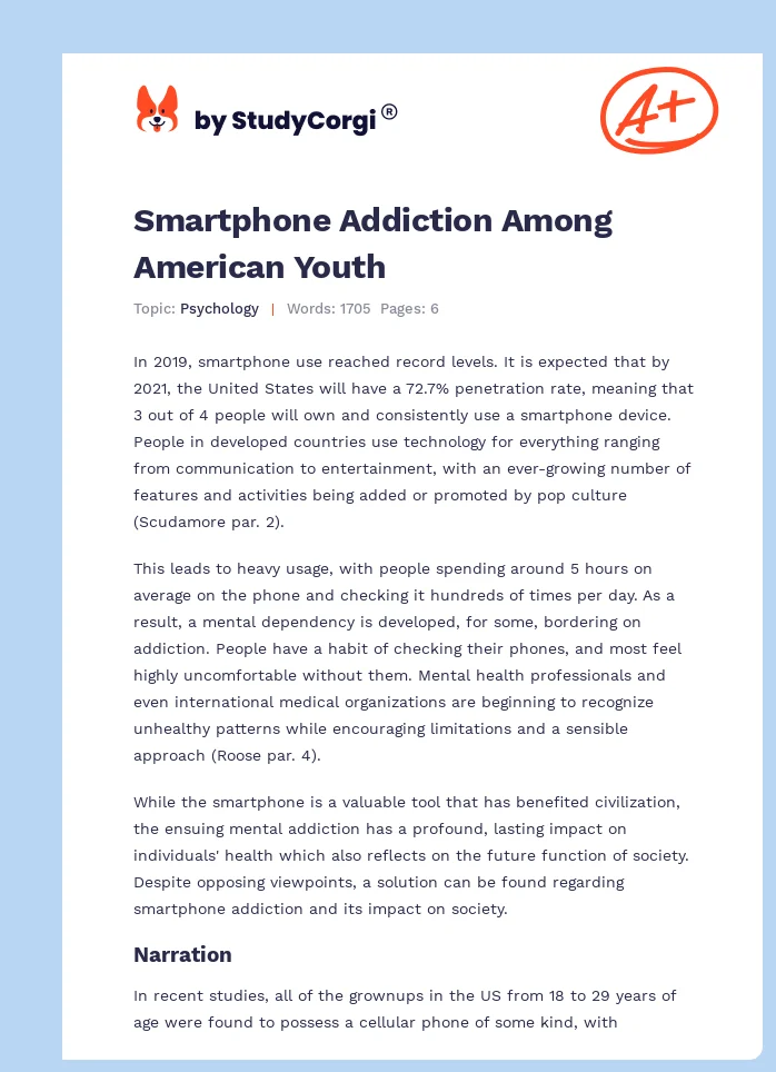 Smartphone Addiction Among American Youth. Page 1