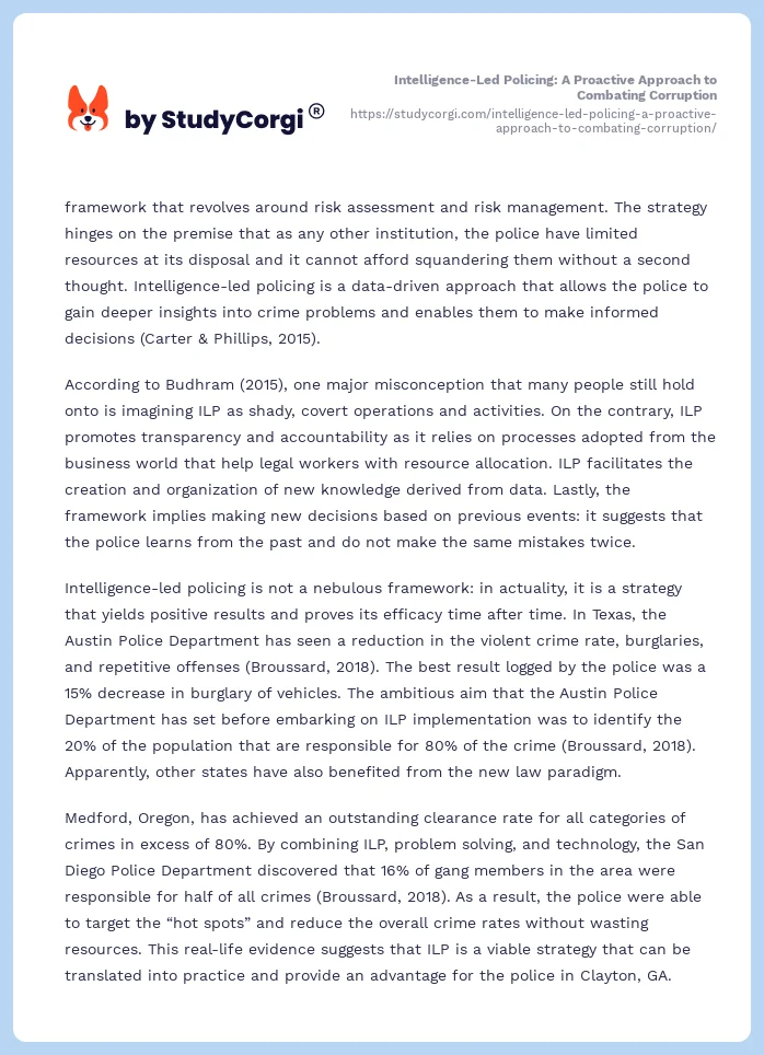 Intelligence-Led Policing: A Proactive Approach to Combating Corruption. Page 2