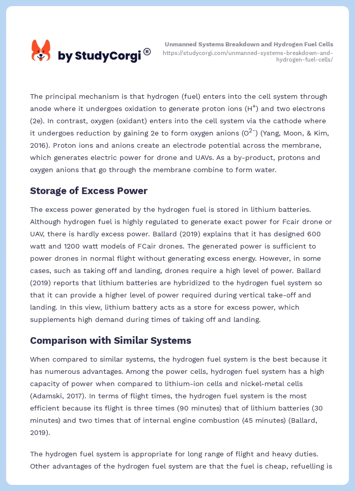 Unmanned Systems Breakdown and Hydrogen Fuel Cells. Page 2