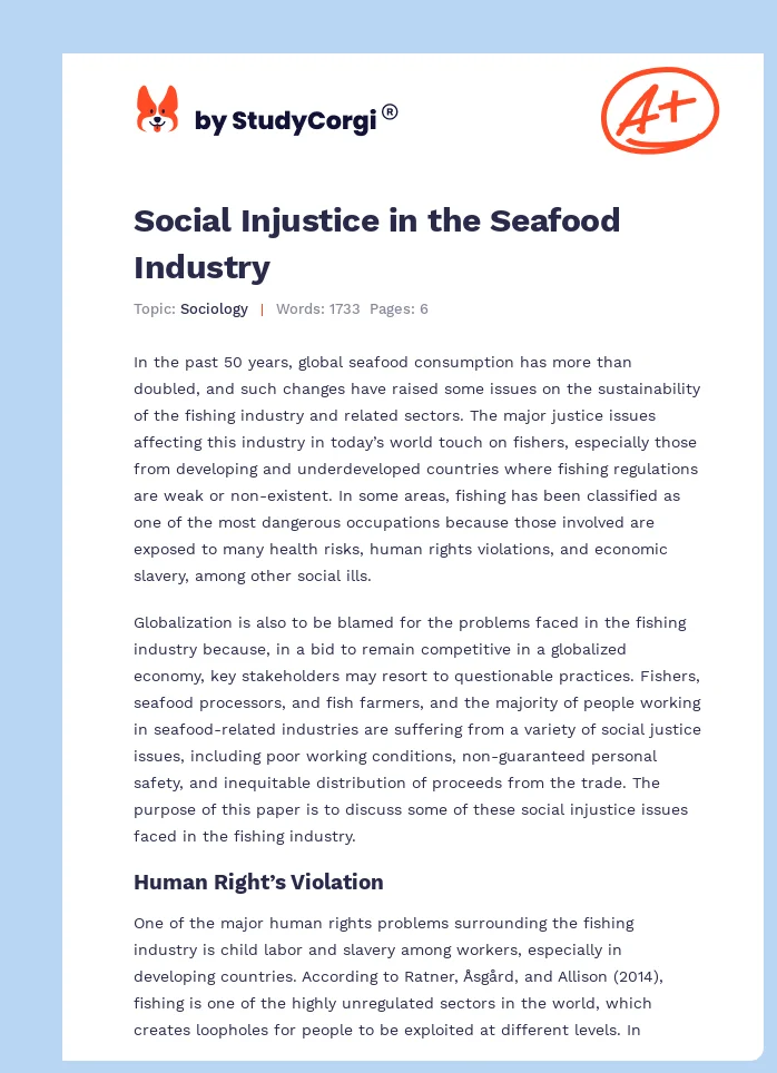 Social Injustice in the Seafood Industry. Page 1