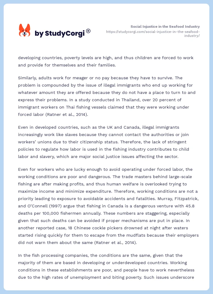 Social Injustice in the Seafood Industry. Page 2