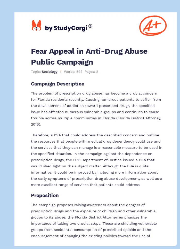 Fear Appeal in Anti-Drug Abuse Public Campaign. Page 1
