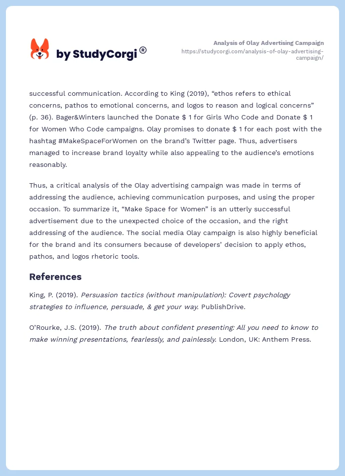 Analysis of Olay Advertising Campaign. Page 2