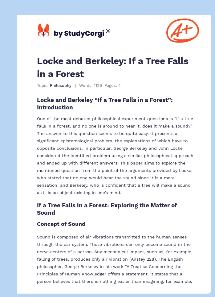 Locke and Berkeley: If a Tree Falls in a Forest. Page 1