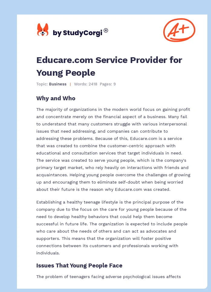 Educare.com Service Provider for Young People. Page 1