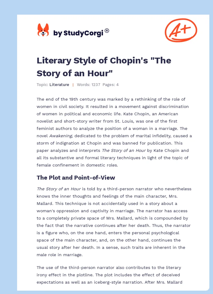 Literary Style of Chopin's "The Story of an Hour". Page 1