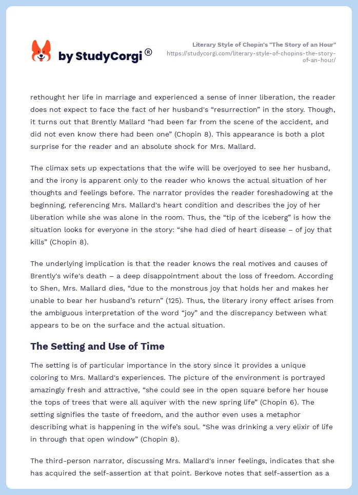 Literary Style of Chopin's "The Story of an Hour". Page 2