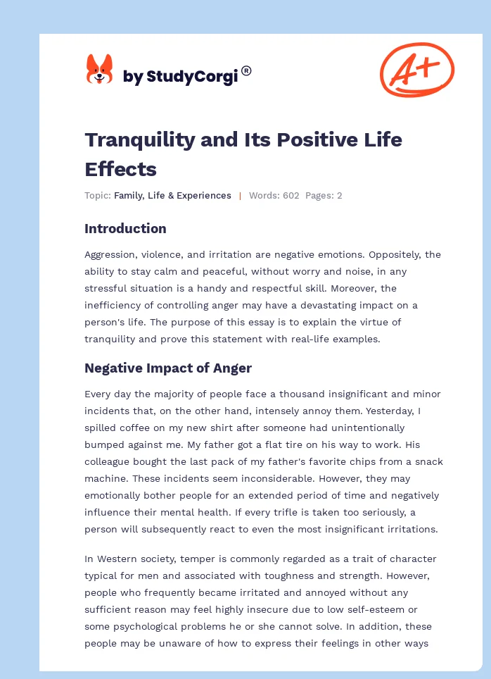 Tranquility and Its Positive Life Effects. Page 1
