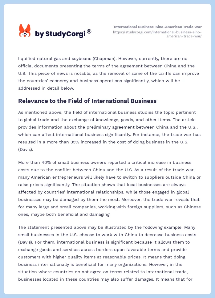 International Business: Sino-American Trade War. Page 2