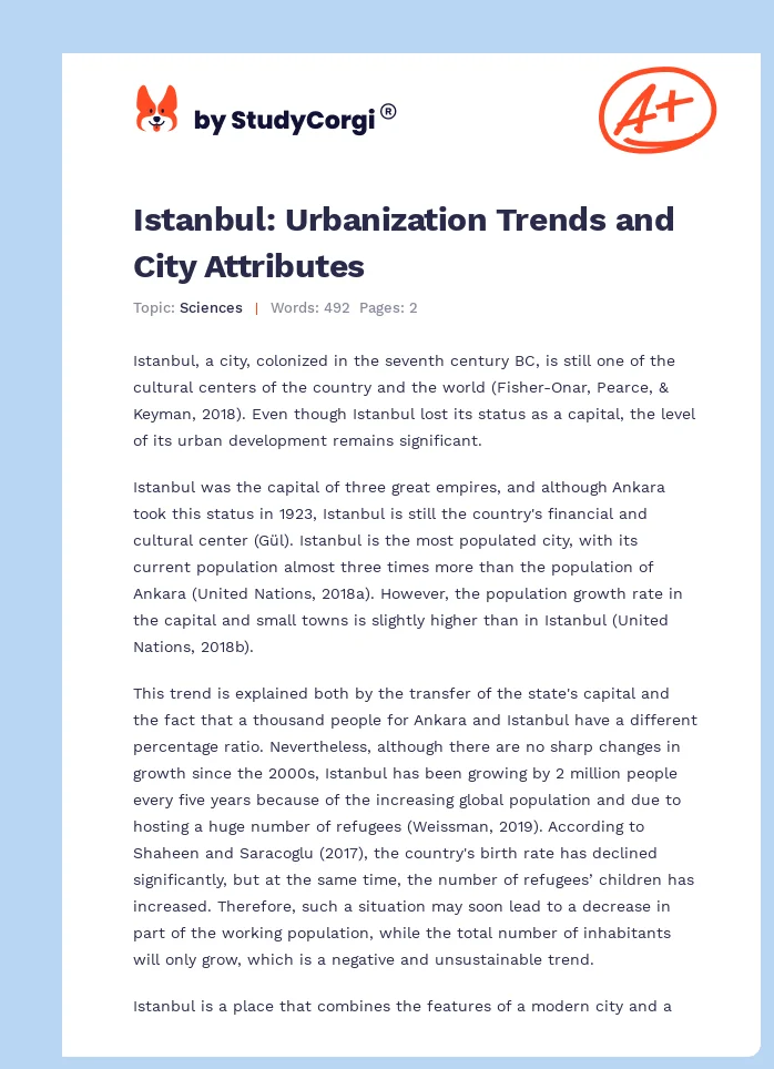 Istanbul: Urbanization Trends and City Attributes. Page 1