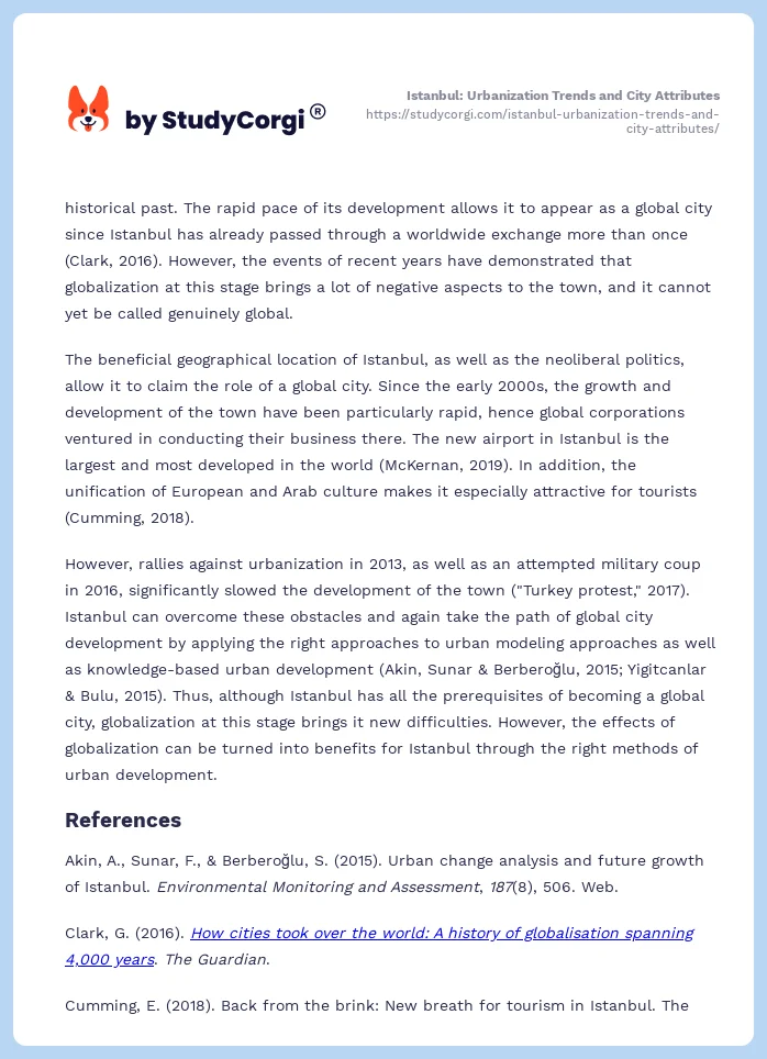 Istanbul: Urbanization Trends and City Attributes. Page 2