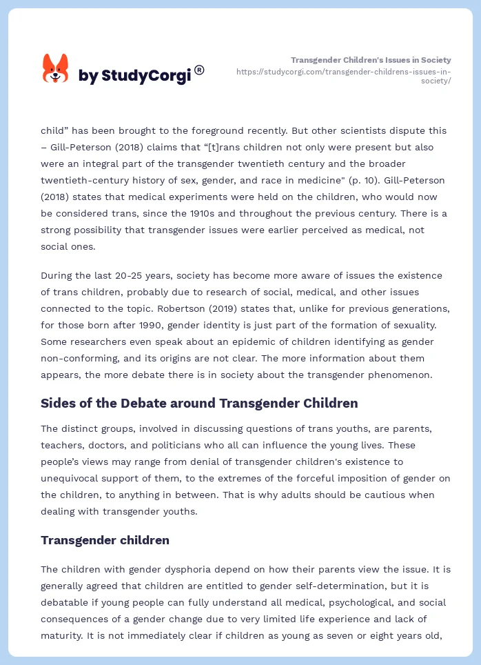 Transgender Children's Issues in Society. Page 2