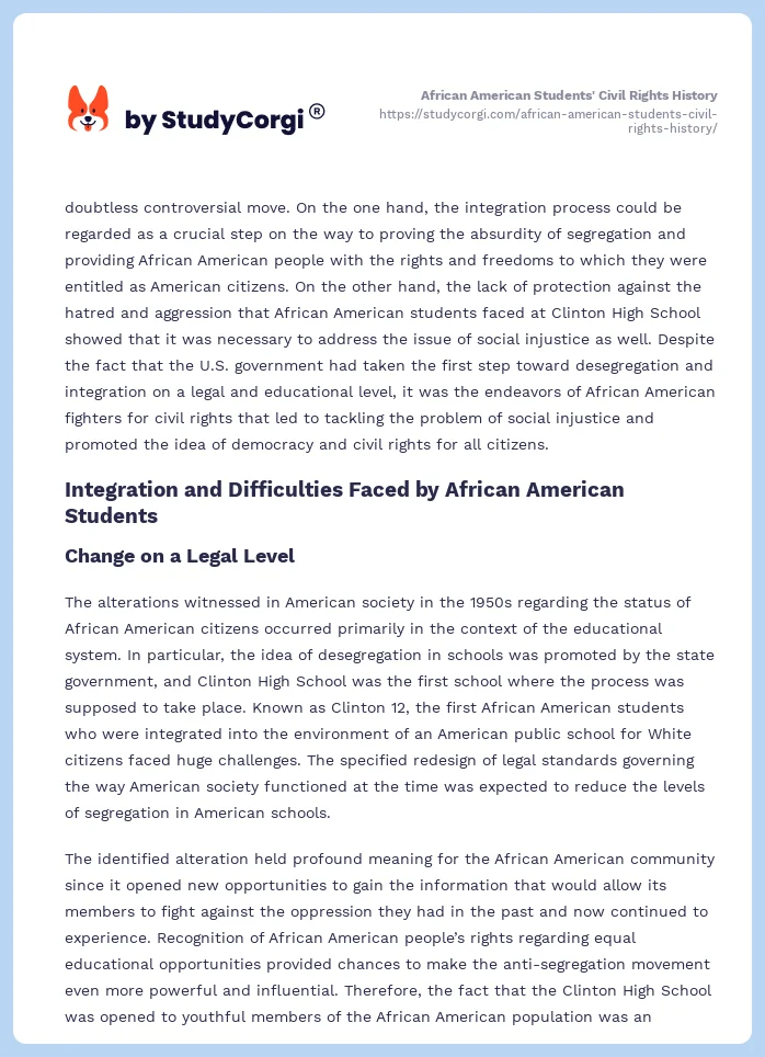 African American Students' Civil Rights History. Page 2