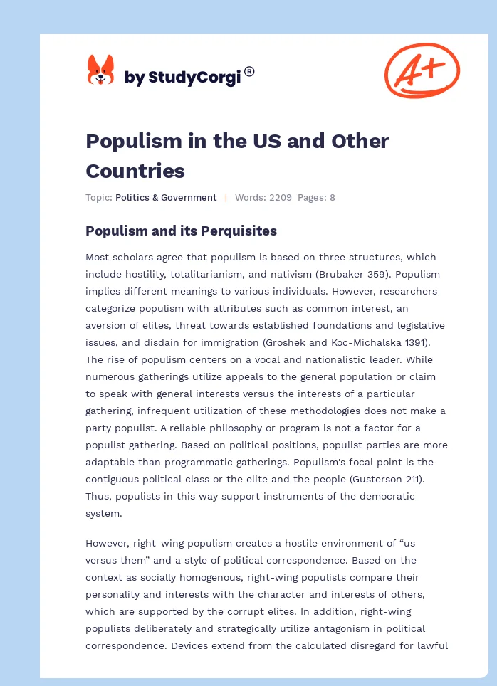 Populism in the US and Other Countries. Page 1