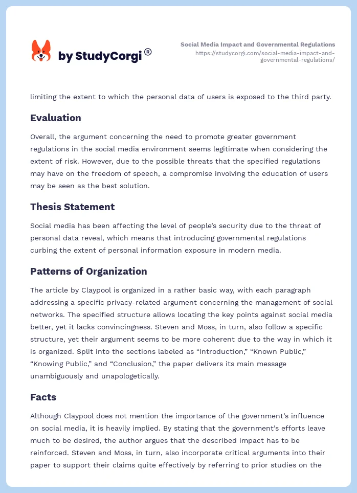 Social Media Impact and Governmental Regulations. Page 2
