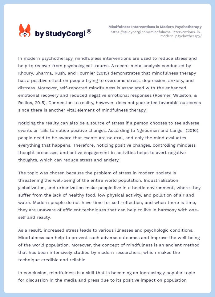 Mindfulness Interventions in Modern Psychotherapy. Page 2