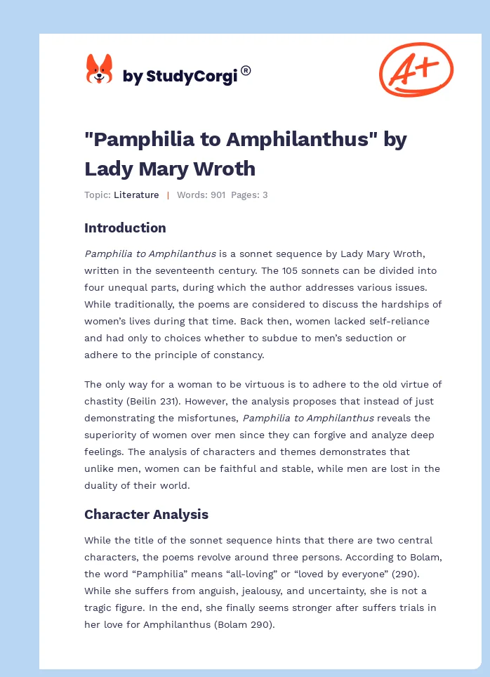 "Pamphilia to Amphilanthus" by Lady Mary Wroth. Page 1