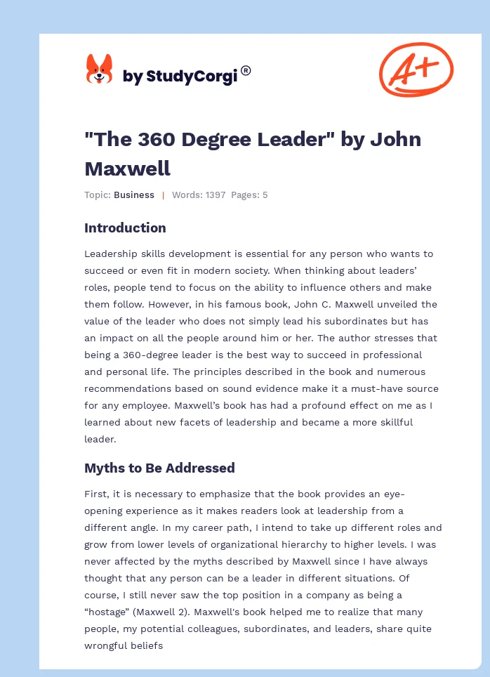 "The 360 Degree Leader" by John Maxwell. Page 1