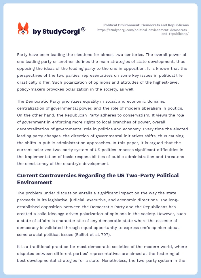Political Environment: Democrats and Republicans. Page 2
