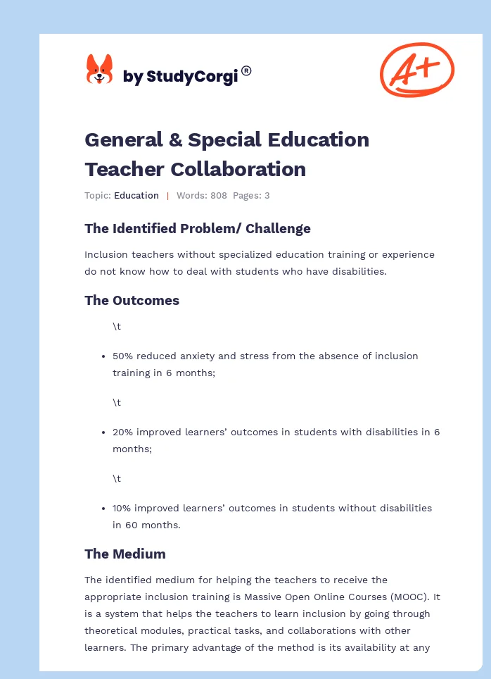 General & Special Education Teacher Collaboration. Page 1