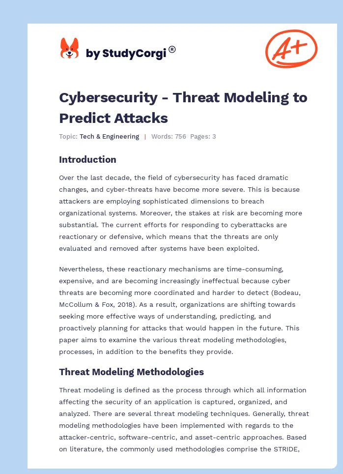 Cybersecurity - Threat Modeling to Predict Attacks. Page 1