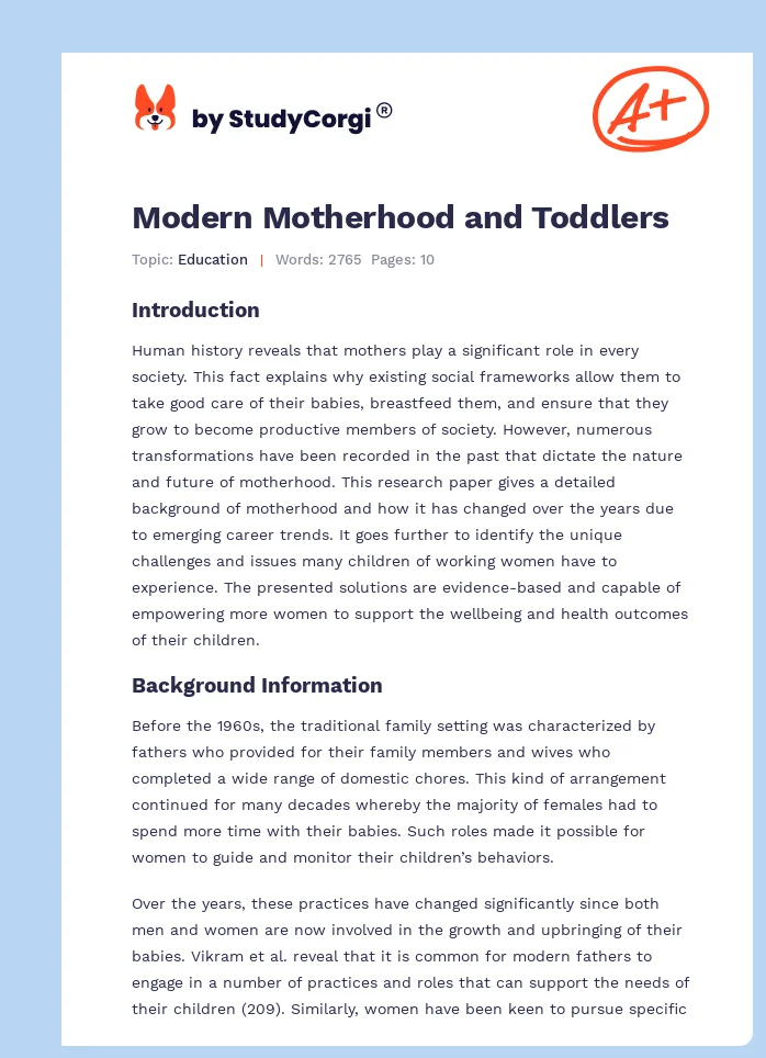 Modern Motherhood and Toddlers. Page 1