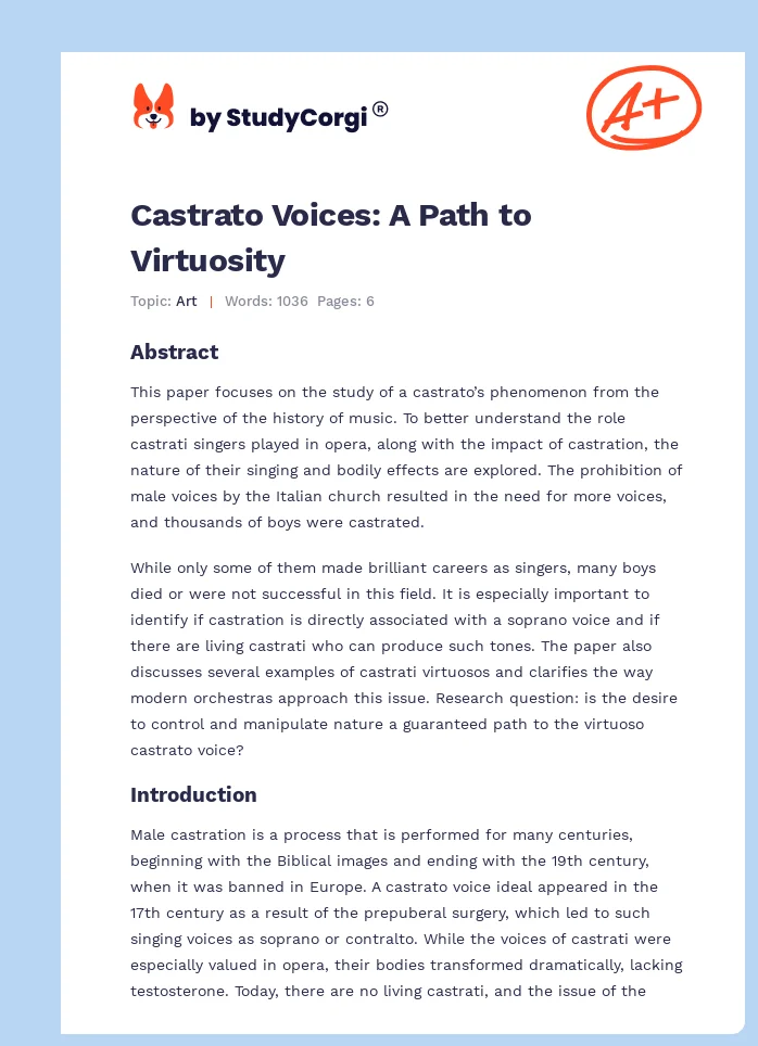 Castrato Voices: A Path to Virtuosity. Page 1