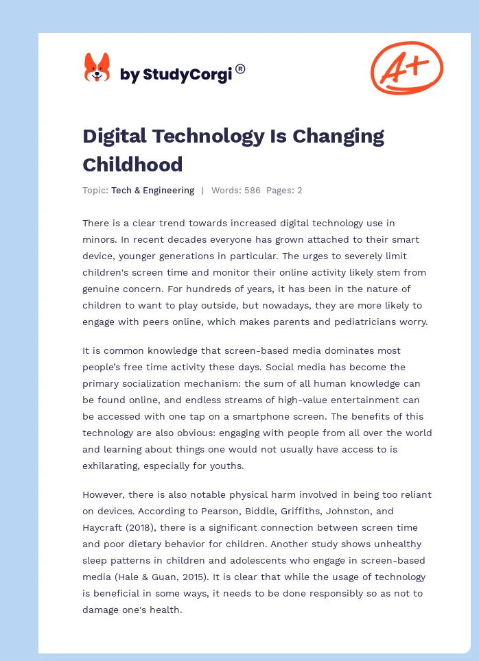 Digital Technology Is Changing Childhood. Page 1