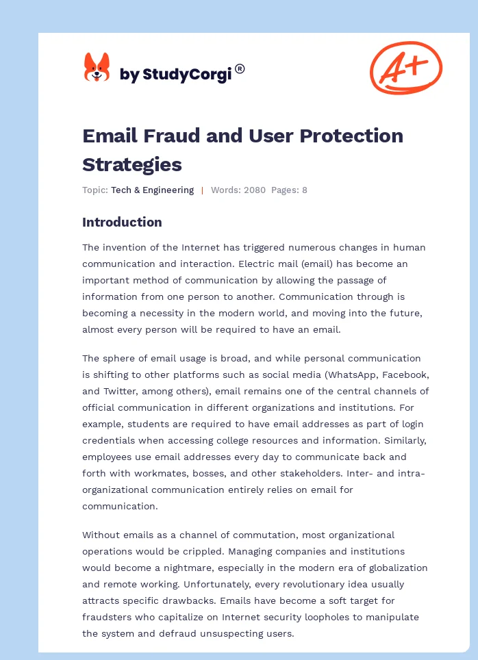 Email Fraud and User Protection Strategies. Page 1