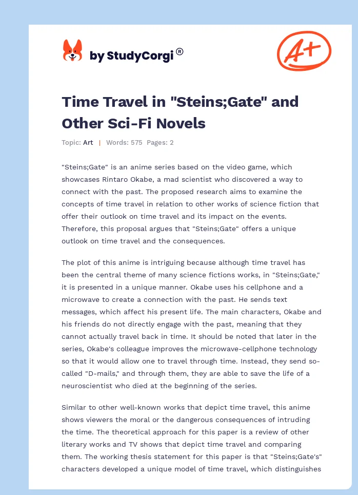 Time Travel in "Steins;Gate" and Other Sci-Fi Novels. Page 1
