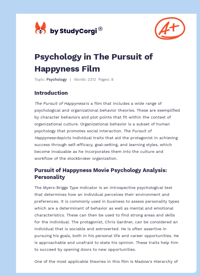 Psychology in The Pursuit of Happyness Film. Page 1