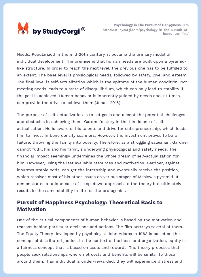 Psychology in The Pursuit of Happyness Film. Page 2