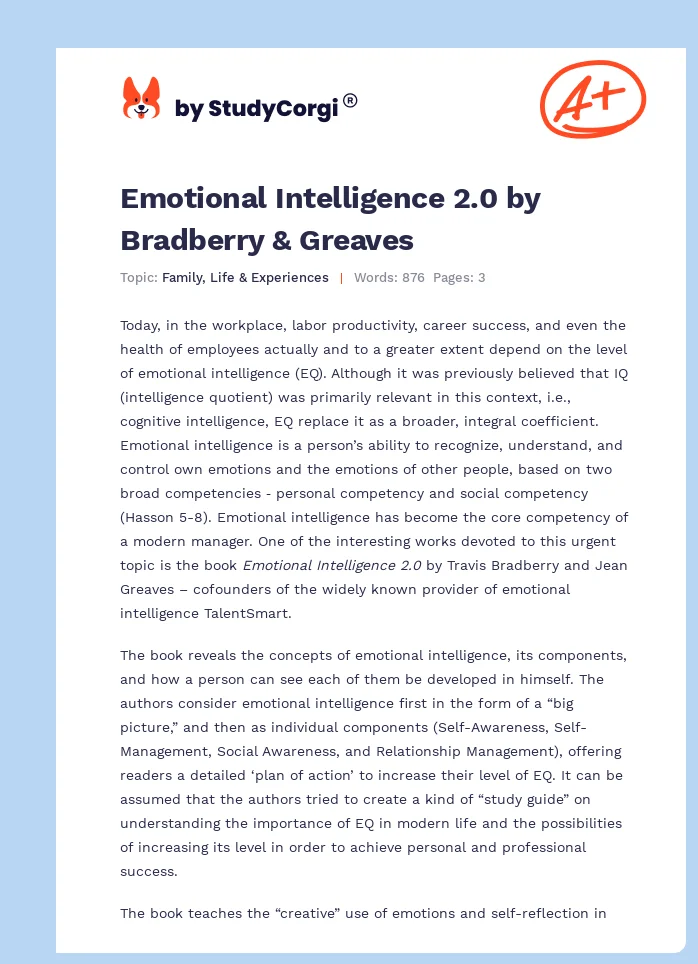 Emotional Intelligence 2.0 by Bradberry & Greaves. Page 1