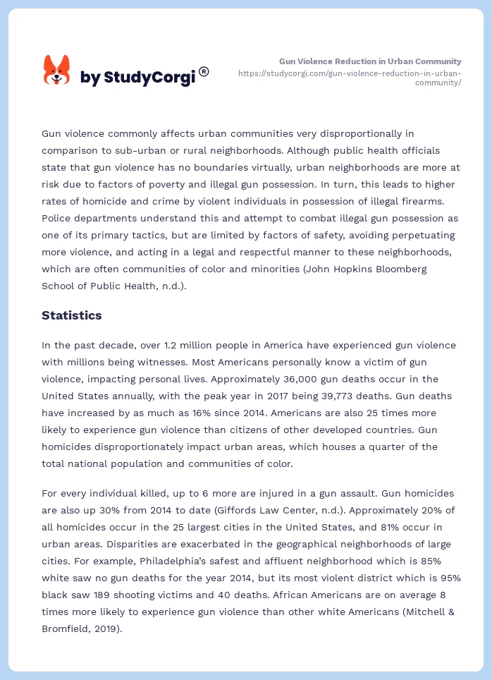 Gun Violence Reduction in Urban Community. Page 2
