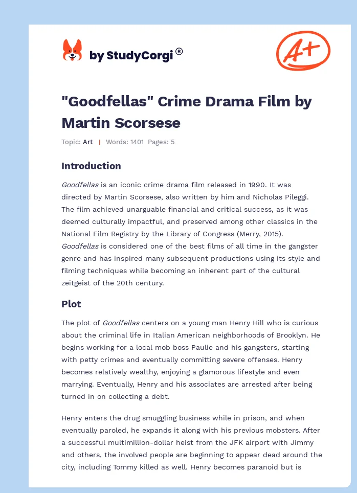 "Goodfellas" Crime Drama Film by Martin Scorsese. Page 1
