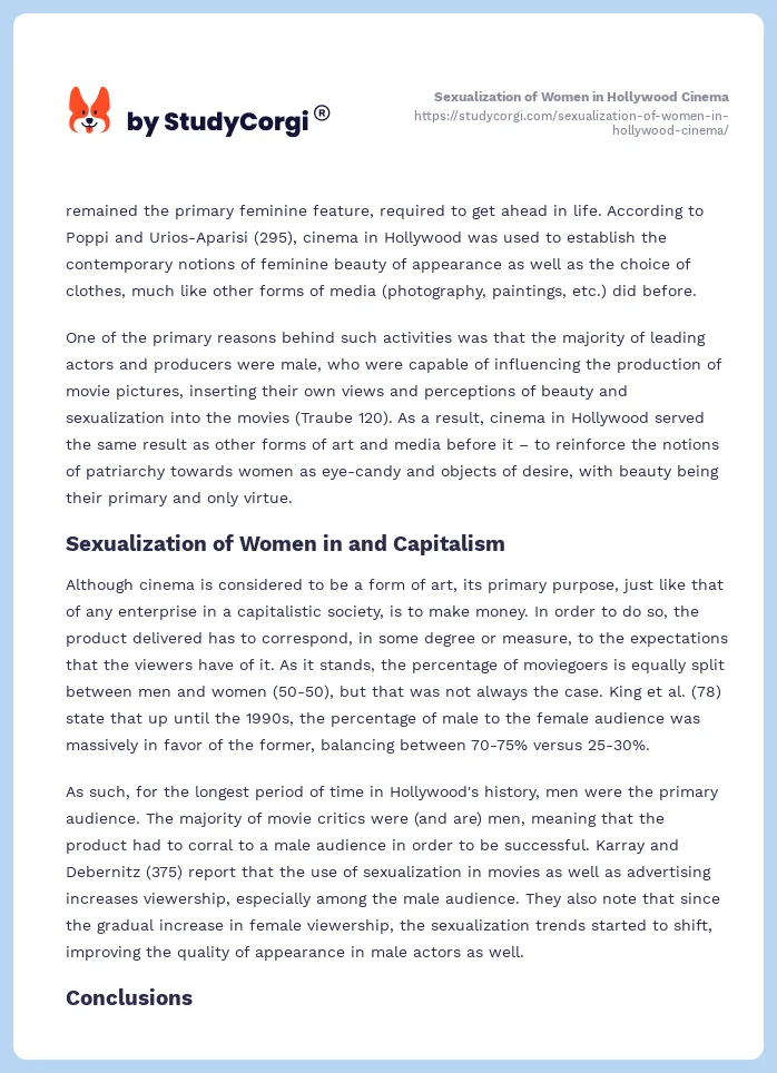 Sexualization of Women in Hollywood Cinema. Page 2
