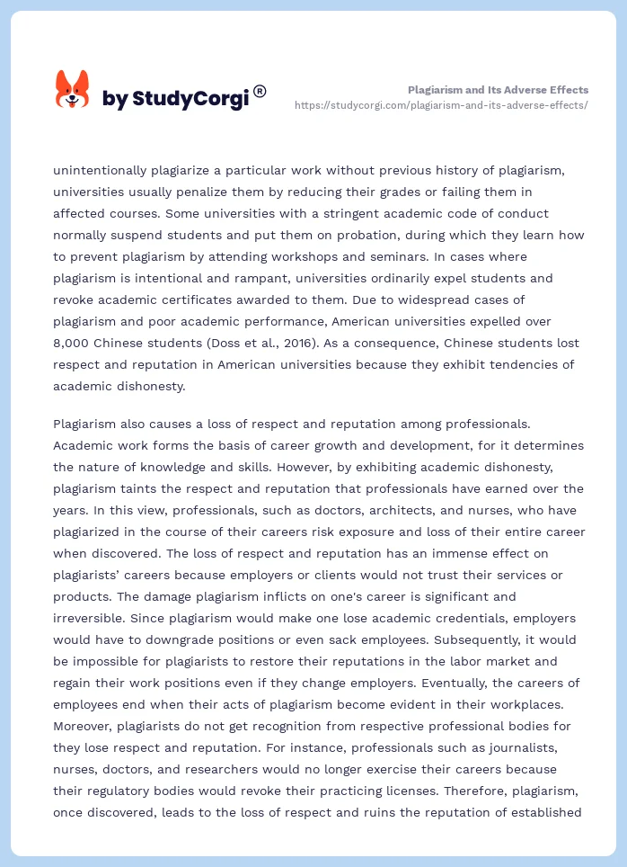 Plagiarism and Its Adverse Effects. Page 2