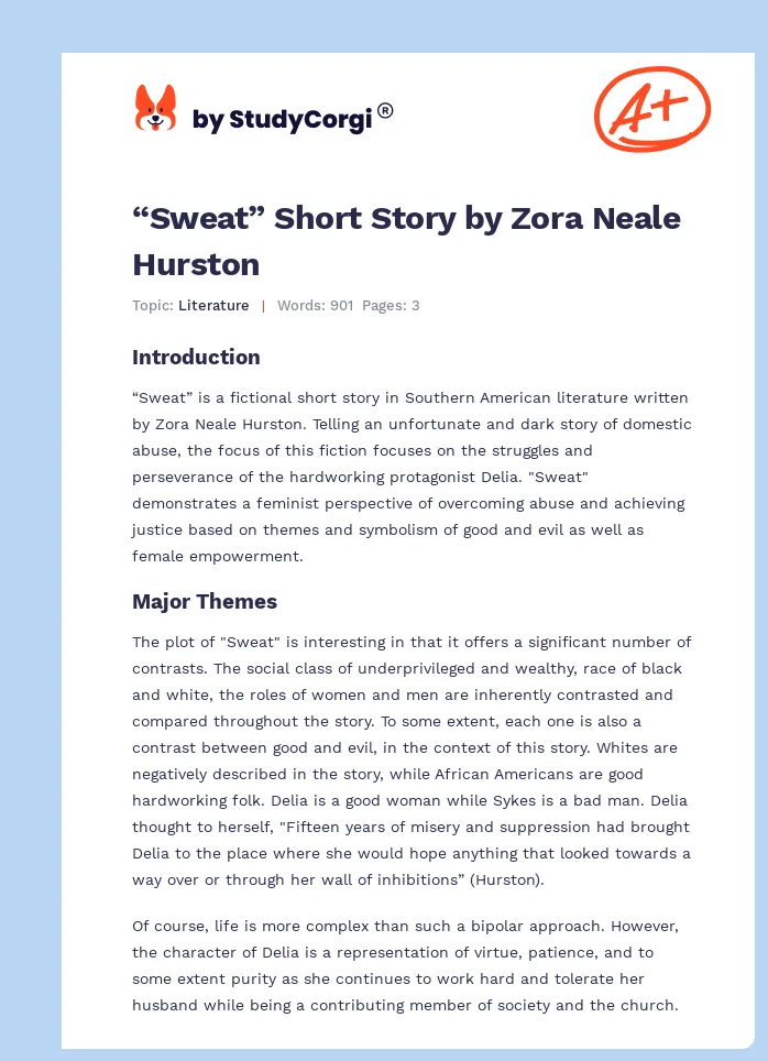 “Sweat” Short Story by Zora Neale Hurston. Page 1